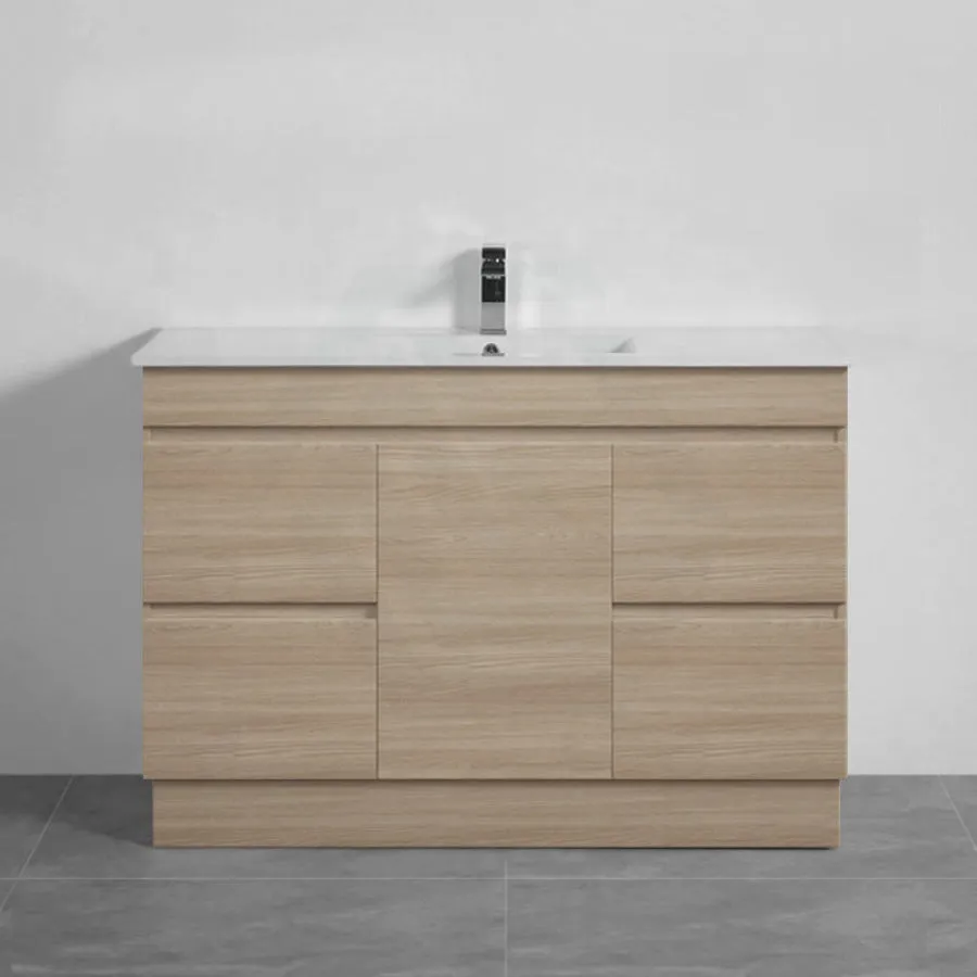 1-Door 4-Drawer 1200mm Freestanding Bathroom Vanity Kickboard Single Multi-Colour Cabinet Only