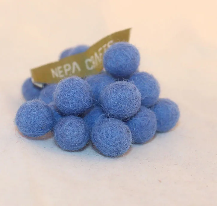 1cm Felt Balls-Blue, Dark Blue, Brown, Pink