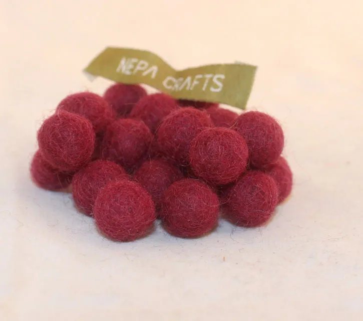 1cm Felt Balls-Blue, Dark Blue, Brown, Pink