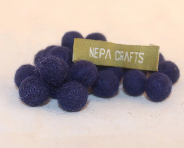 1cm Felt Balls-Blue, Dark Blue, Brown, Pink