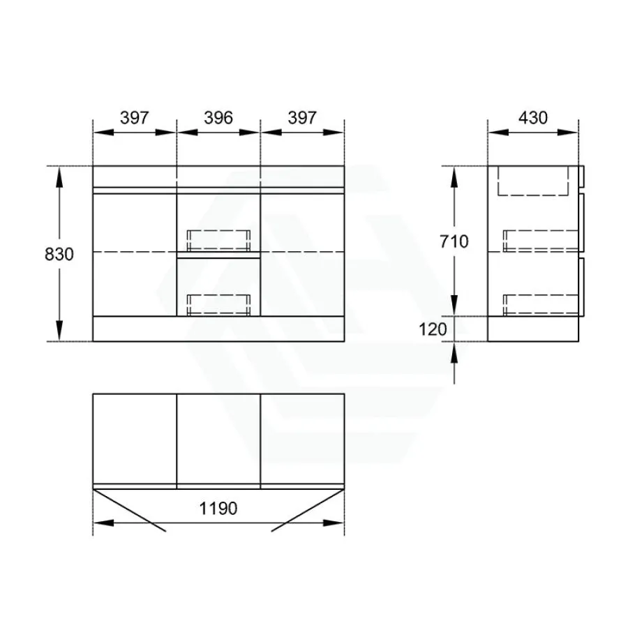 2-Drawer 2-Door 900/1200mm Freestanding Bathroom Vanity Kickboard Single Multi-Colour Cabinet Only