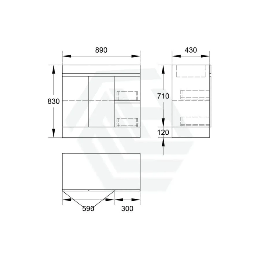 2-Drawer 2-Door 900/1200mm Freestanding Bathroom Vanity Kickboard Single Multi-Colour Cabinet Only