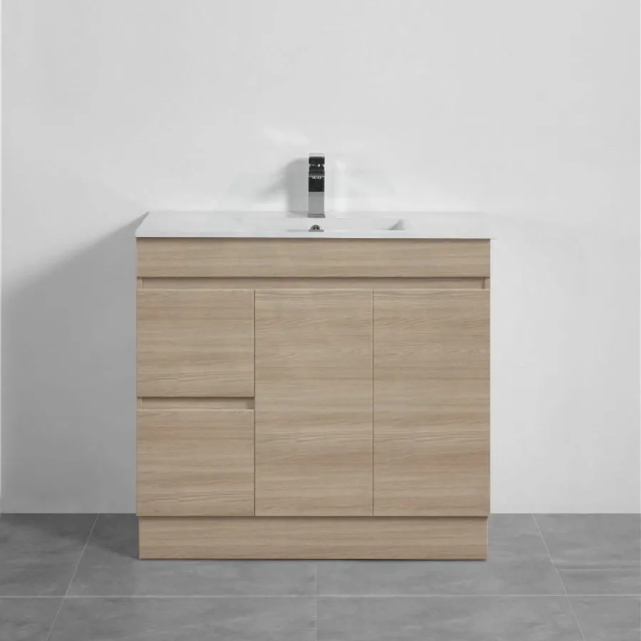 2-Drawer 2-Door 900/1200mm Freestanding Bathroom Vanity Kickboard Single Multi-Colour Cabinet Only