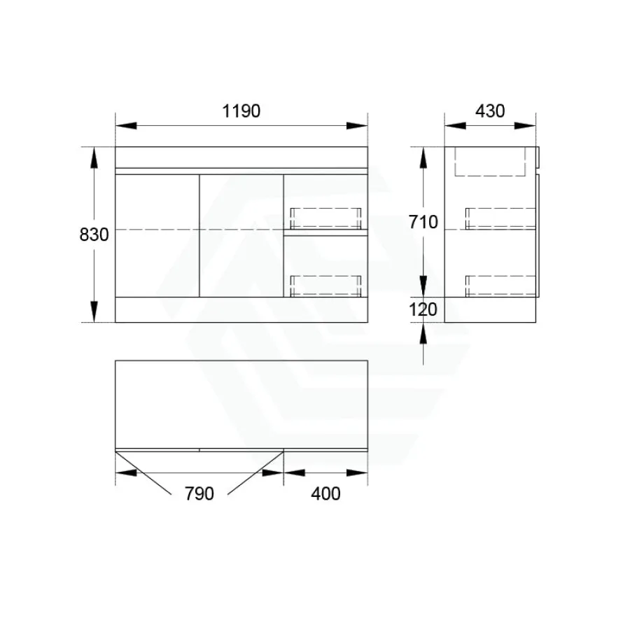 2-Drawer 2-Door 900/1200mm Freestanding Bathroom Vanity Kickboard Single Multi-Colour Cabinet Only