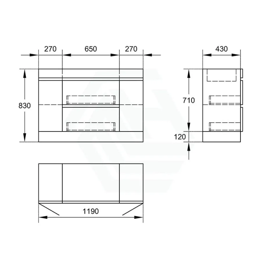 2-Drawer 2-Door 900/1200mm Freestanding Bathroom Vanity Kickboard Single Multi-Colour Cabinet Only