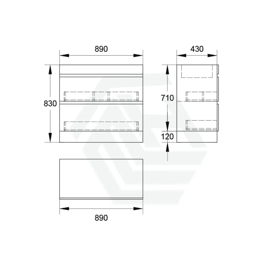 2-Drawer 600/750/900/1200mm Freestanding Bathroom Vanity Kickboard Single Multi-Colour Cabinet Only