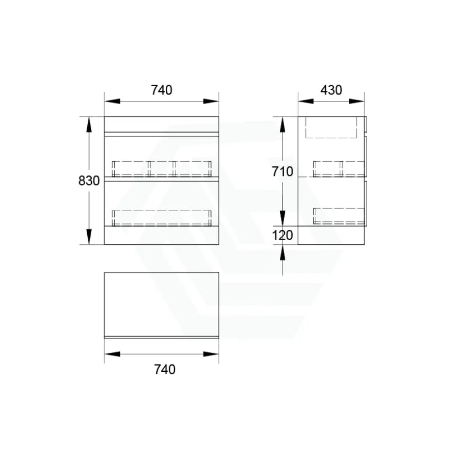 2-Drawer 600/750/900/1200mm Freestanding Bathroom Vanity Kickboard Single Multi-Colour Cabinet Only