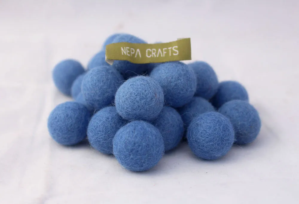 2cm/20mm Felt Balls-Blue, Pink, Beige, Brown, Navy Blue