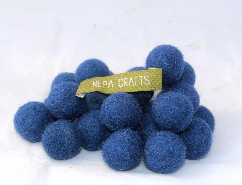 2cm/20mm Felt Balls-Blue, Pink, Beige, Brown, Navy Blue