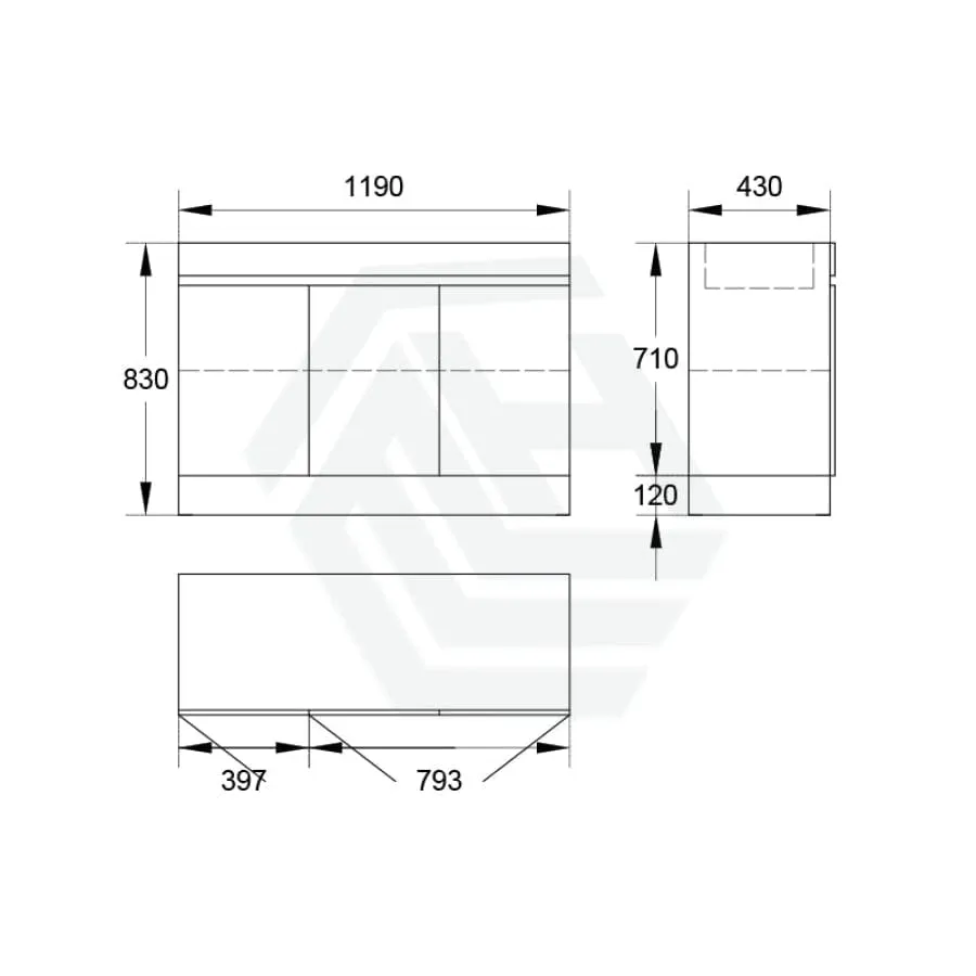 3-Door 900/1200mm Freestanding Bathroom Vanity with Kickboard 900/1200mm Single/Double Multi-Colour Cabinet Only