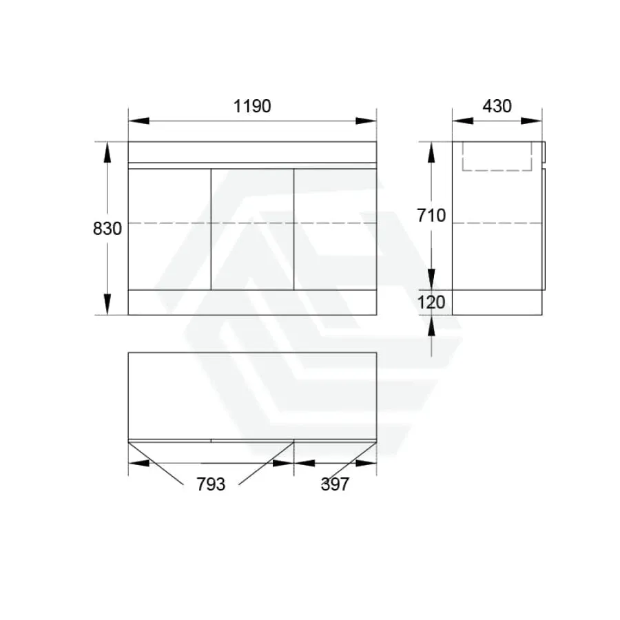 3-Door 900/1200mm Freestanding Bathroom Vanity with Kickboard 900/1200mm Single/Double Multi-Colour Cabinet Only