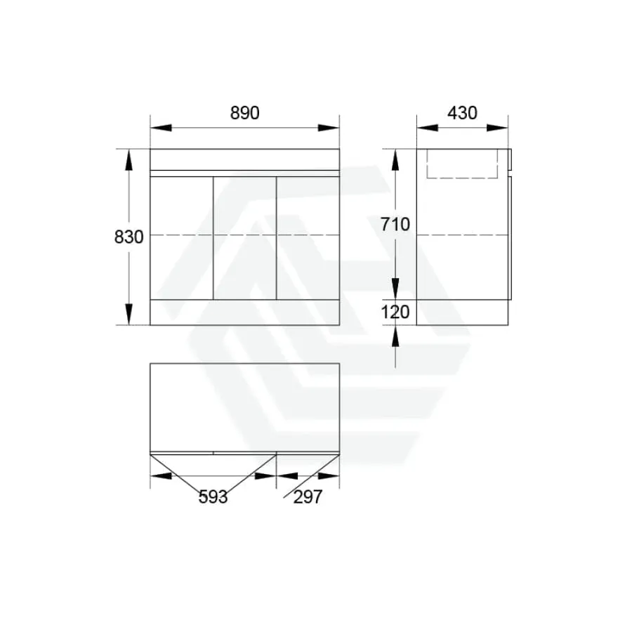 3-Door 900/1200mm Freestanding Bathroom Vanity with Kickboard 900/1200mm Single/Double Multi-Colour Cabinet Only