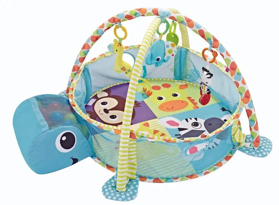 3-in-1 Baby Activity Gym Mat & Ball Pit Blue Turtle - 88968