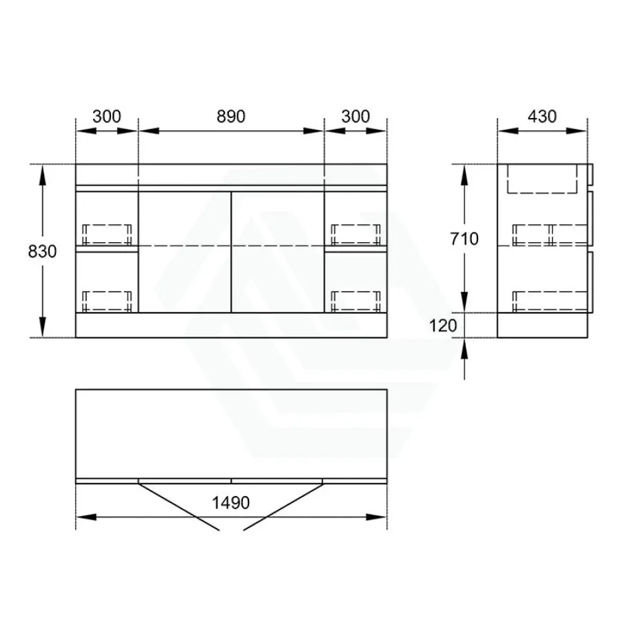 4-Drawer 2-Door 1200/1500/1800mm Freestanding Bathroom Vanity Kickboard Single/Double Multi-Colour Cabinet Only