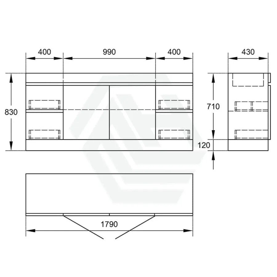 4-Drawer 2-Door 1200/1500/1800mm Freestanding Bathroom Vanity Kickboard Single/Double Multi-Colour Cabinet Only