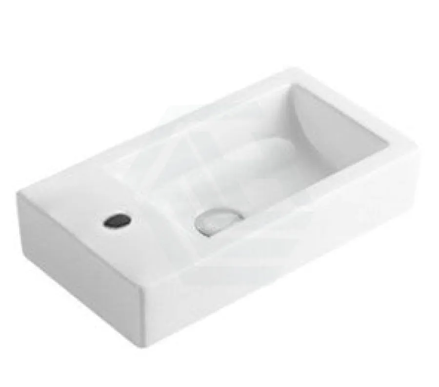 500x250x940mm Mini Bathroom Vanity White Oak Wood Grain Cabinet Ceramic Top Kickboard Freestanding PVC Filmed