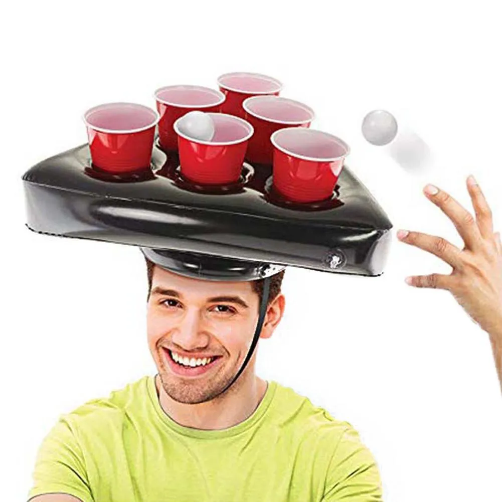 6-Hole Inflatable Hat Floating Cup Holder Swim Pool Party Supplies for Beer Pong