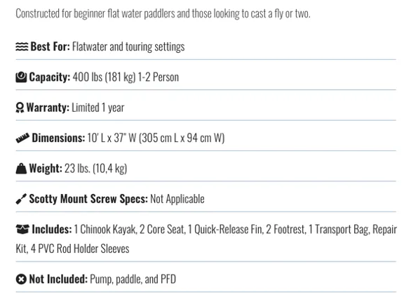 Aquaglide Chinook 100 Kayak - 1-2 Persons