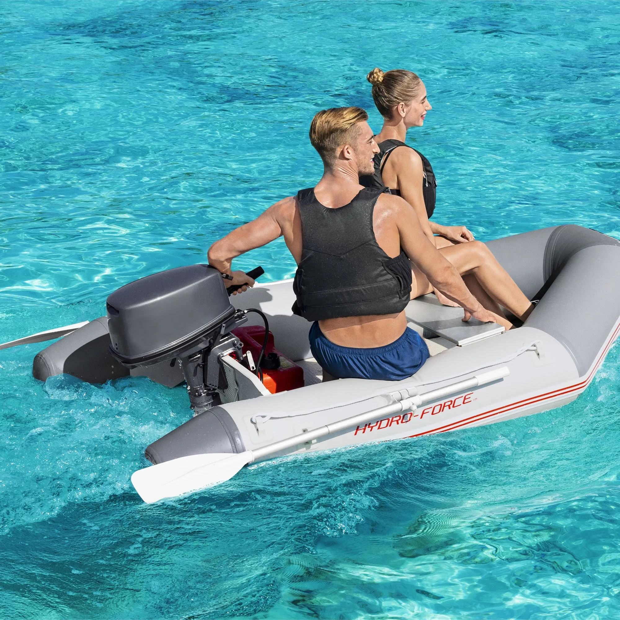 Bestway Hydro Force Caspian 2 Person Inflatable Boat Set for Fishing or Cruising