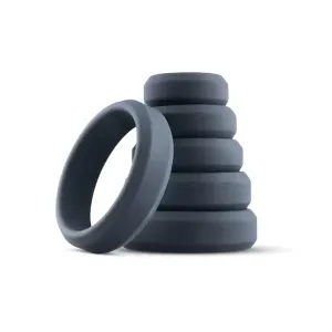 Enhanced Comfort 6-Piece Wide Cock Ring Set - Black