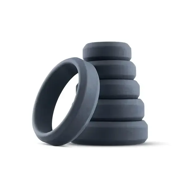 Enhanced Comfort 6-Piece Wide Cock Ring Set - Black