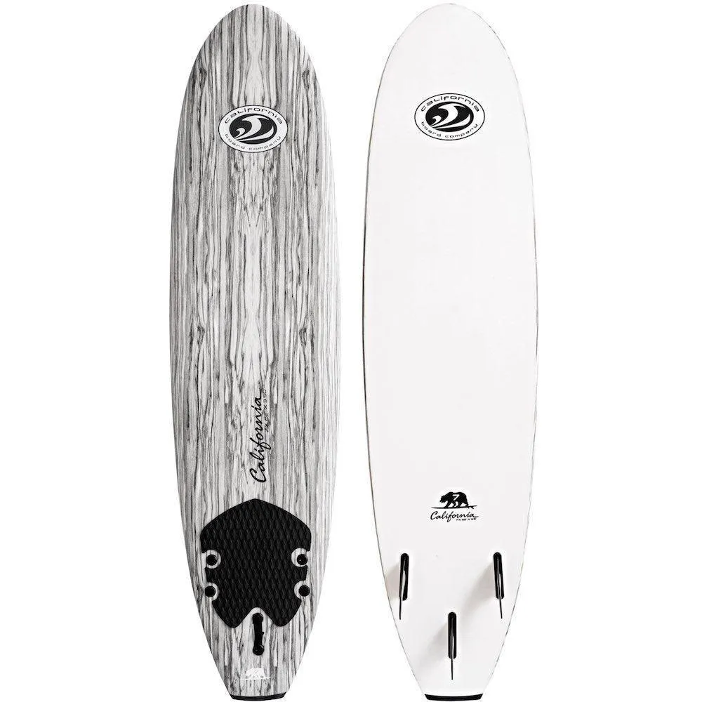 California Board Company CBC  Mini Mal Soft Surfboard 7ft - White Wood Grain