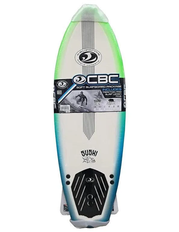 California Board Company CBC Sushi Fish FOam Surfboard 5ft 8 Green/Blue