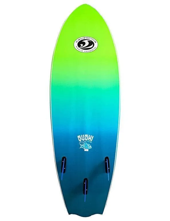 California Board Company CBC Sushi Fish FOam Surfboard 5ft 8 Green/Blue