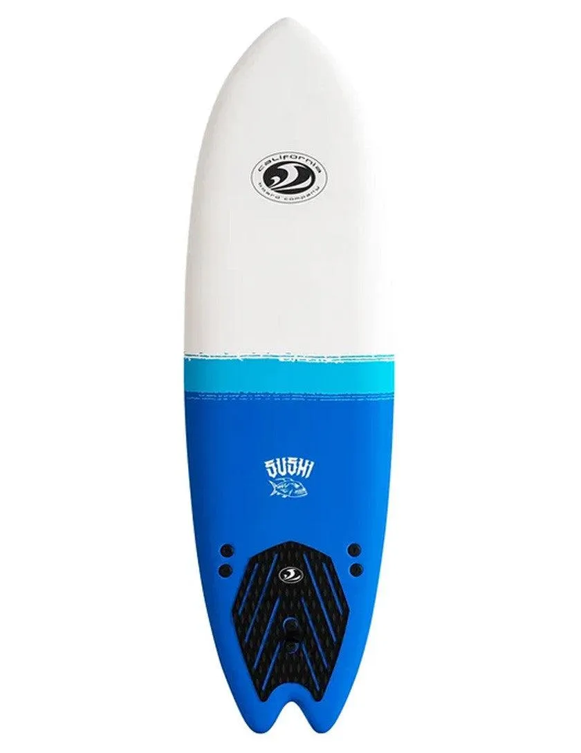 California Board Company CBC Sushi Fish Foam Surfboard 6ft 2 Package White/Blue