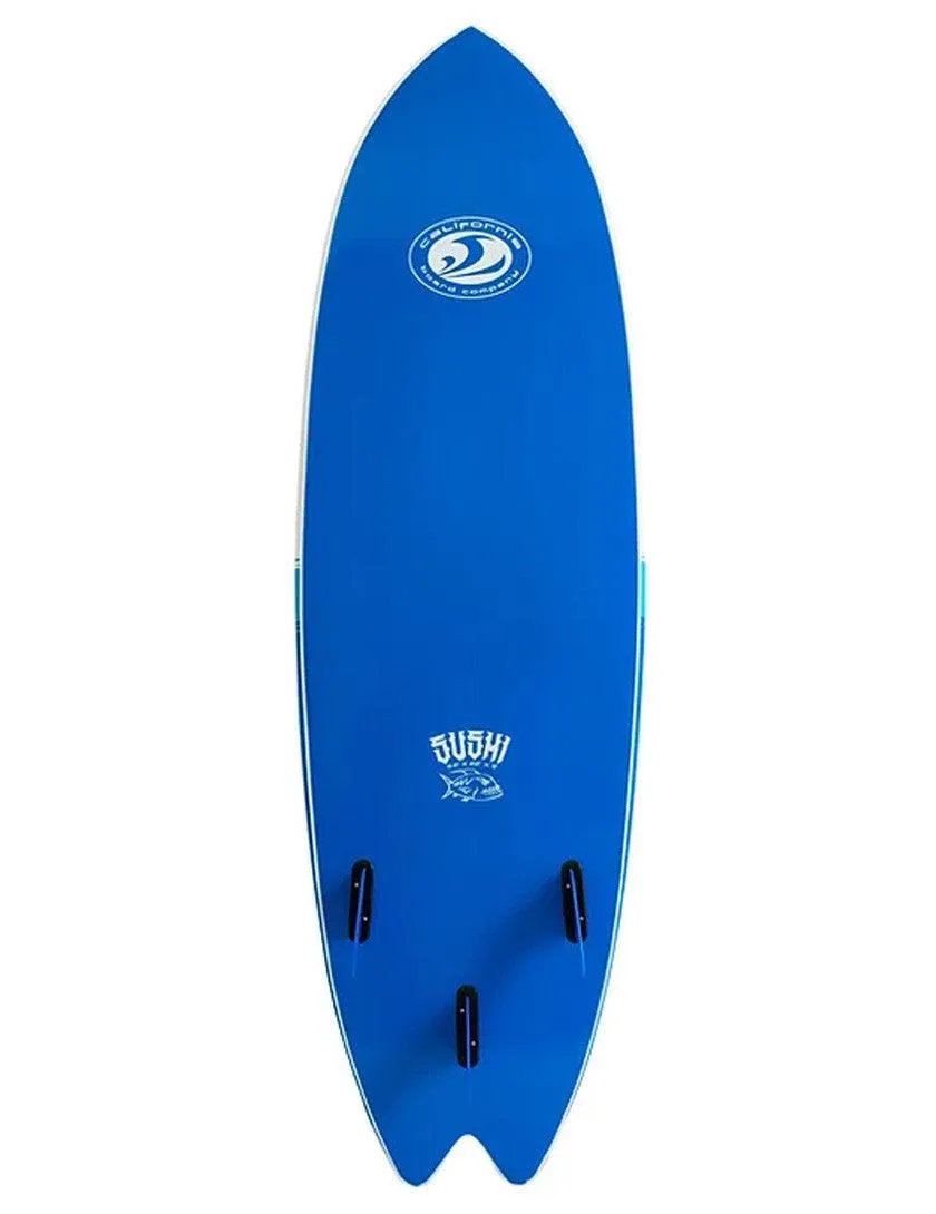 California Board Company CBC Sushi Fish Foam Surfboard 6ft 2 Package White/Blue