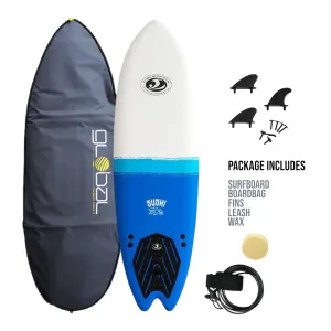 California Board Company CBC Sushi Fish Foam Surfboard 6ft 2 Package White/Blue