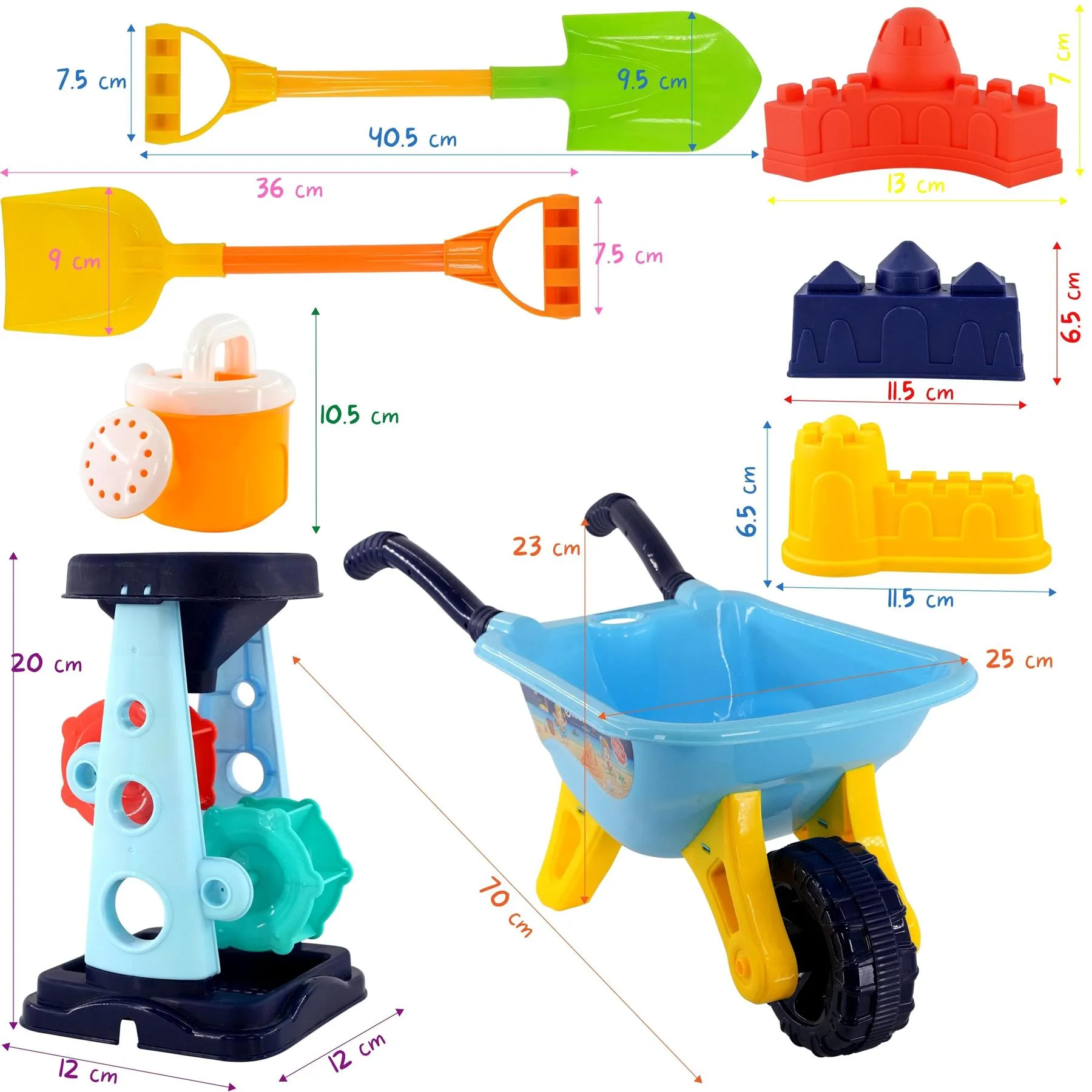 Children Sand and Water Beach Toys Mill, Wheelbarrow Accessories Playset