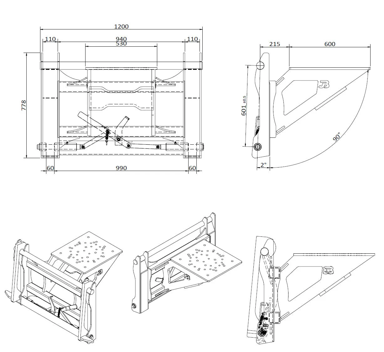 Excavator to JCB Q-Fit Adapter