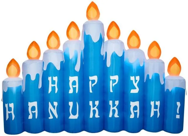 Happy Hanukkah Candle Scene Airblown Inflatable 8.5' Wide 6.5' Tall