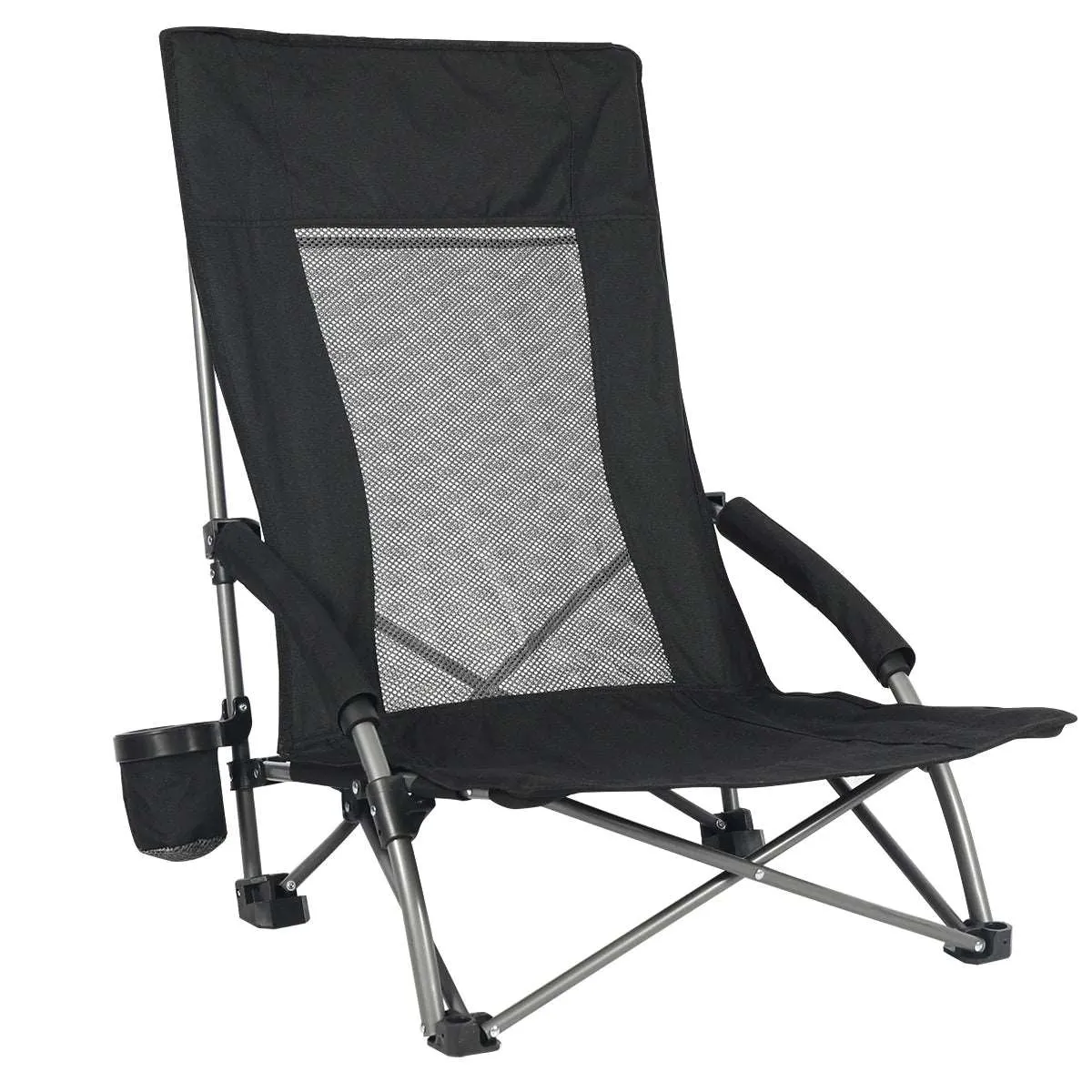 Low Seat Beach Chair with High Mesh Back