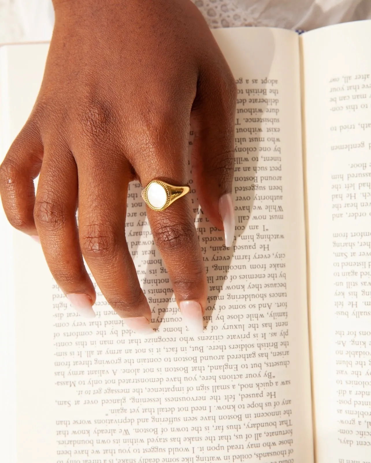 Mother of Pearl Signet Ring (Unisex)