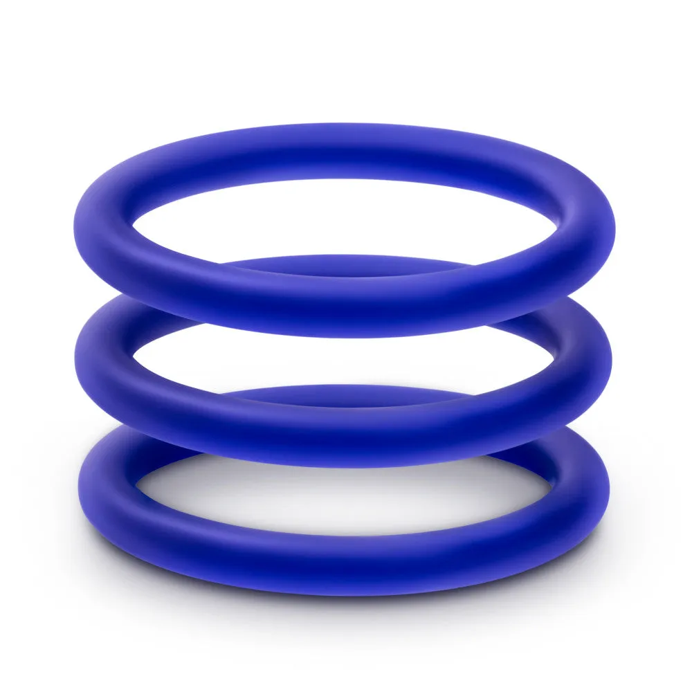 Performance By Blush® | VS1: Glow In The Dark Indigo Medium Penis Rings (3-Pack) - Made with Puria™ Silicone