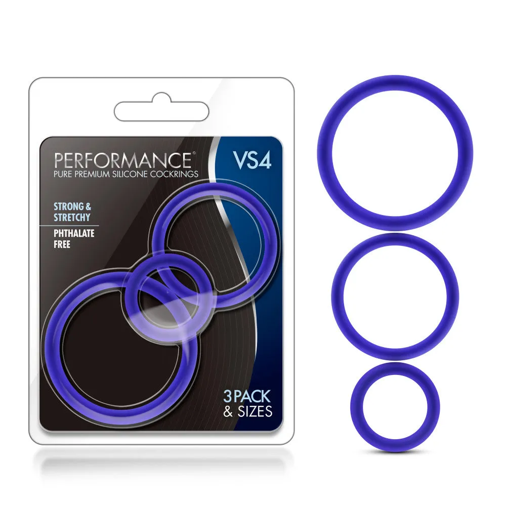 Performance By Blush® | VS4: Indigo Penis Ring Set (3-Sizes) - Made with Puria™ Silicone