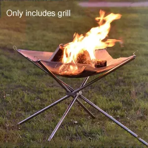 Portable Durable Outdoor Camping Bbq Mesh Fireplace Quick Rack Steel Fire Pit Assembly Backyard Reusable Garden T2h3