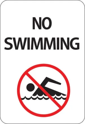 "No Swimming" with Symbol- 12"w x 18"h Aluminum Sign