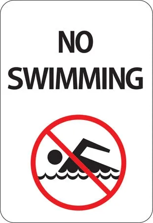 "No Swimming" with Symbol- 12"w x 18"h Aluminum Sign