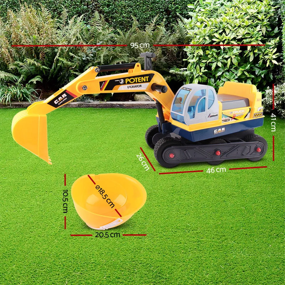 Realistic Ride On Excavator Toy with Helmet, Keezi