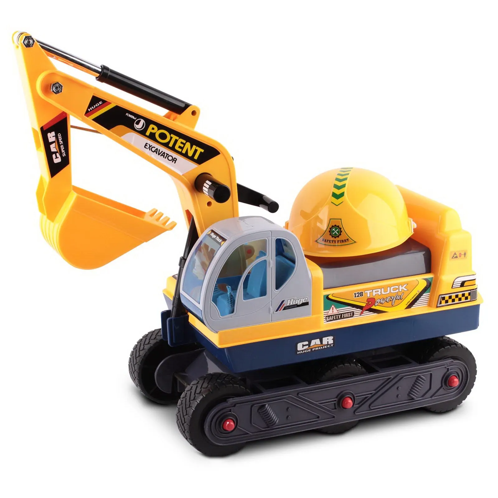 Realistic Ride On Excavator Toy with Helmet, Keezi