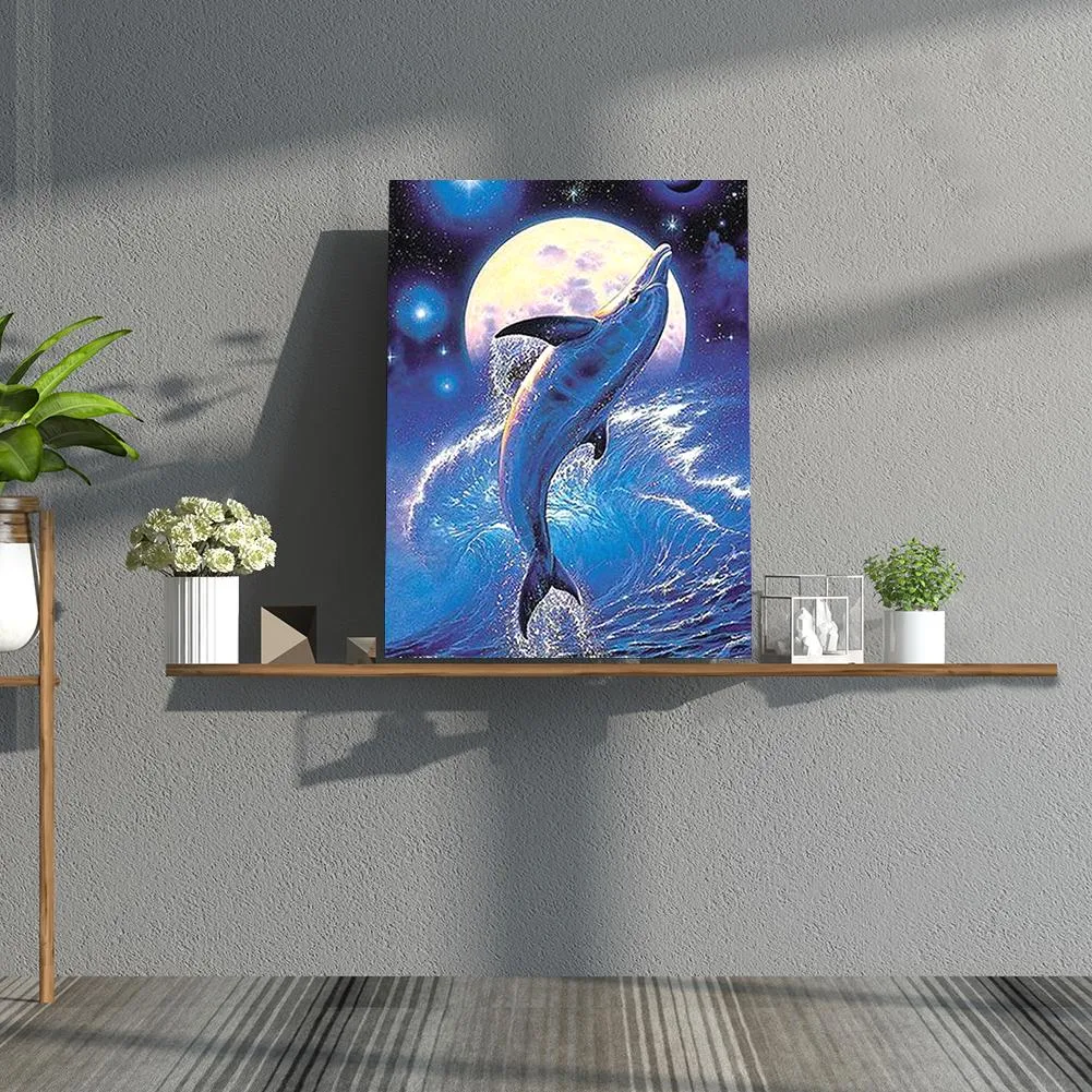 Sea Jumping Dolphin - Full Round Diamond - 30x40CM