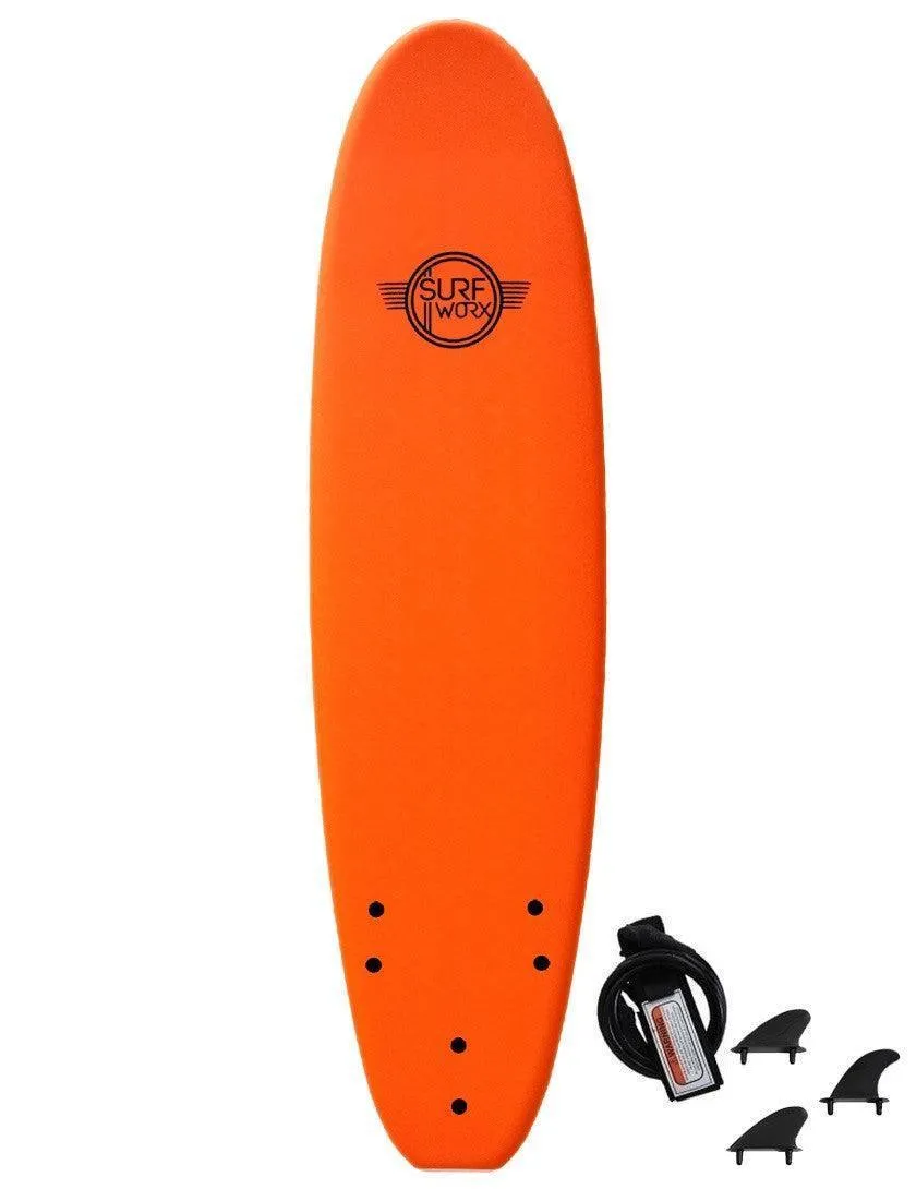 Surfworx Base Mini Mal Foam surfboard 7ft 0 Orange Package