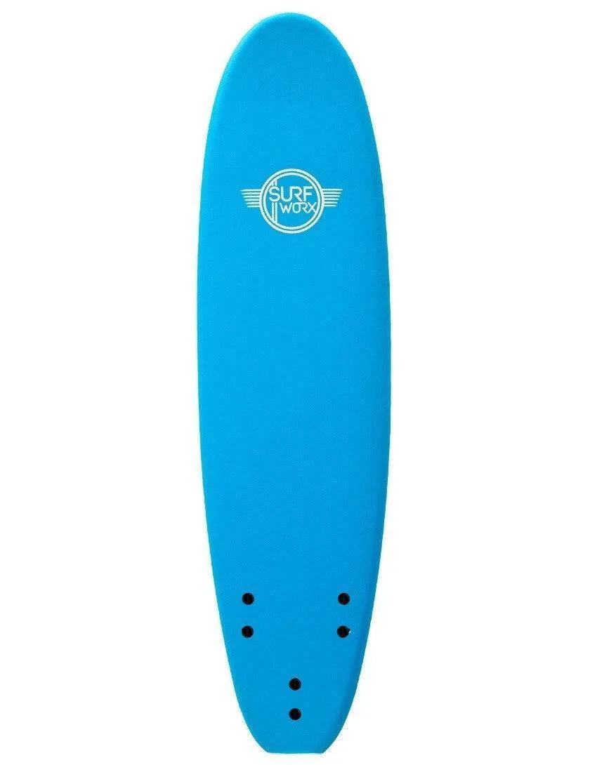 Surfworx Base Mini Mal soft surfboard 7ft 6 - Azure Blue Package