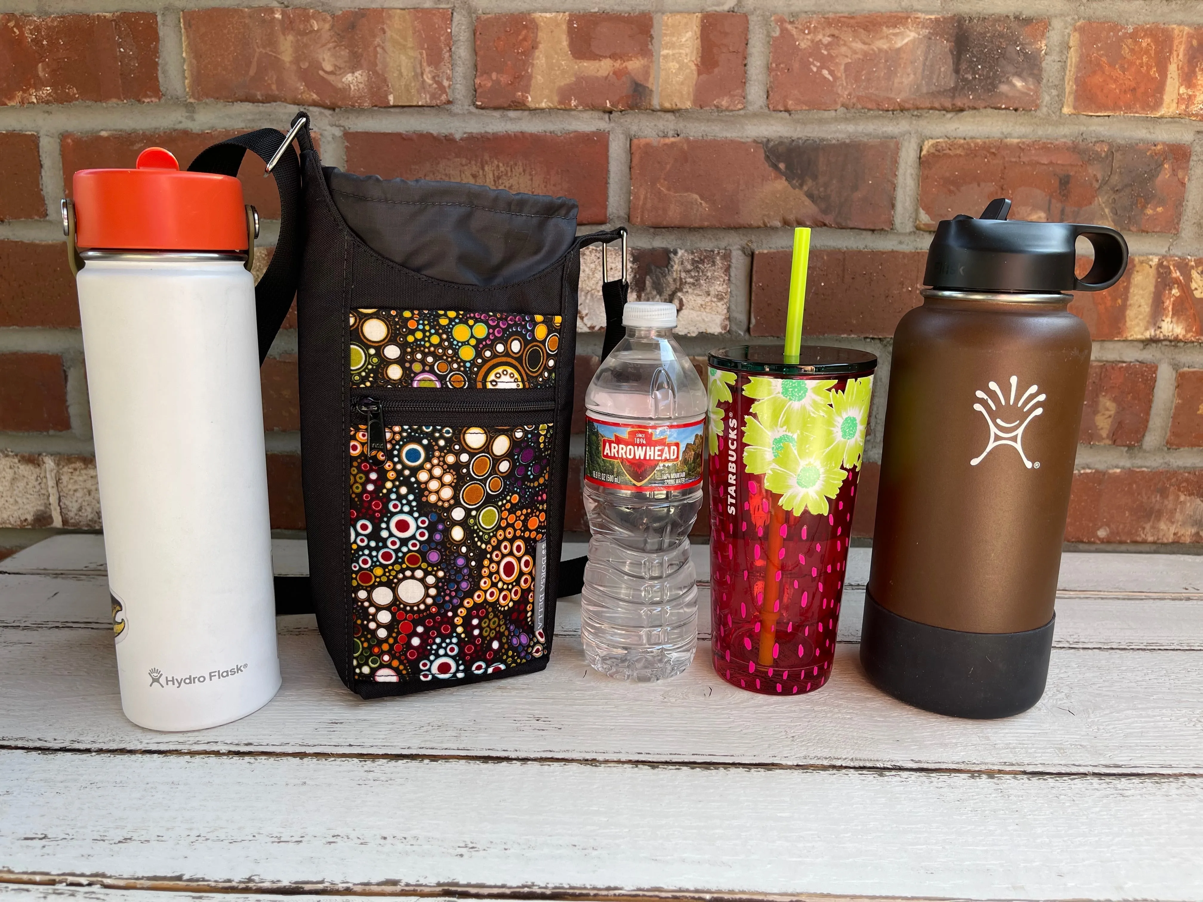 Water Bottle Crossbody Bag - Day Drinker - Groovy Garden Pocket