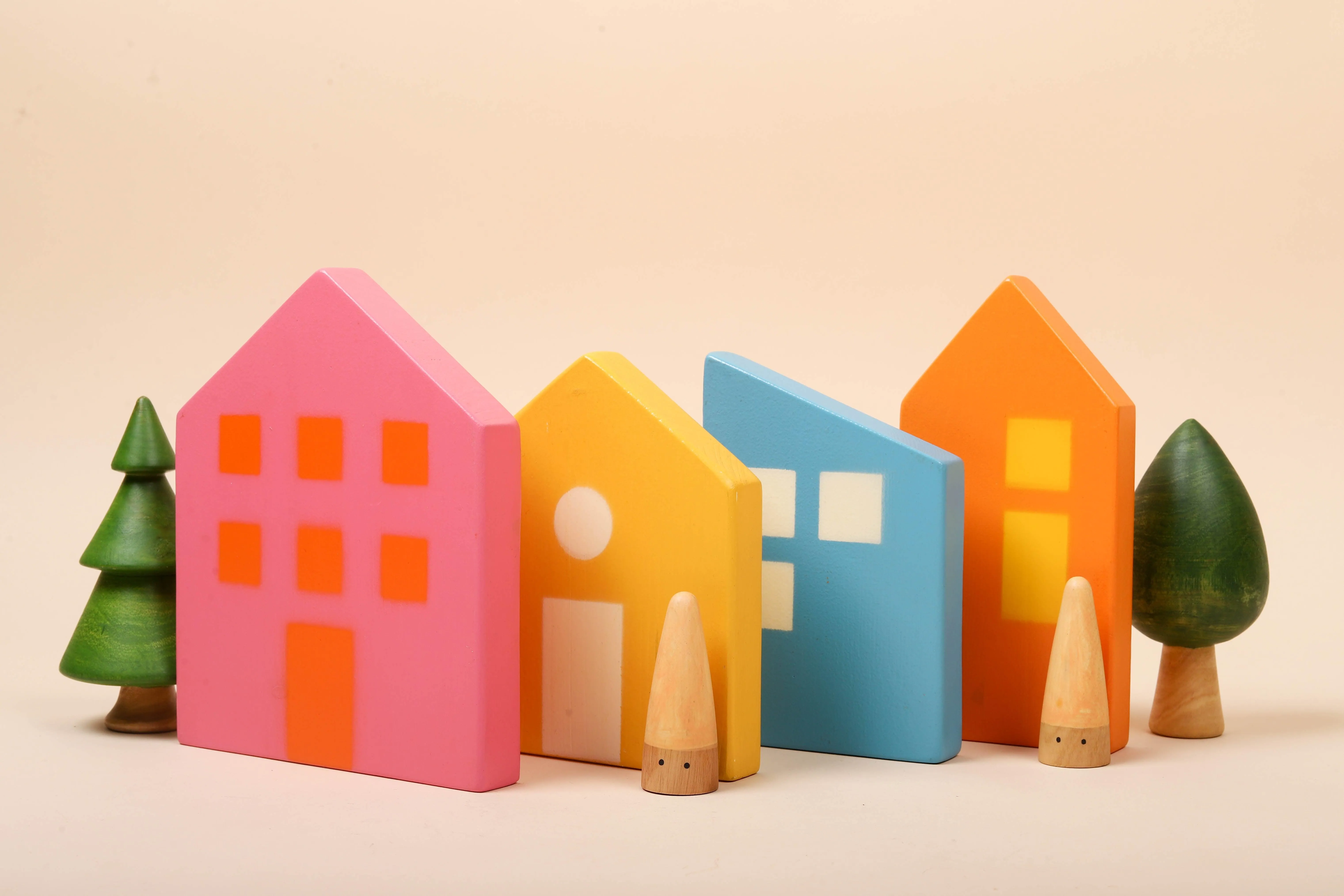 Wooden Houses Toy | Set of 04