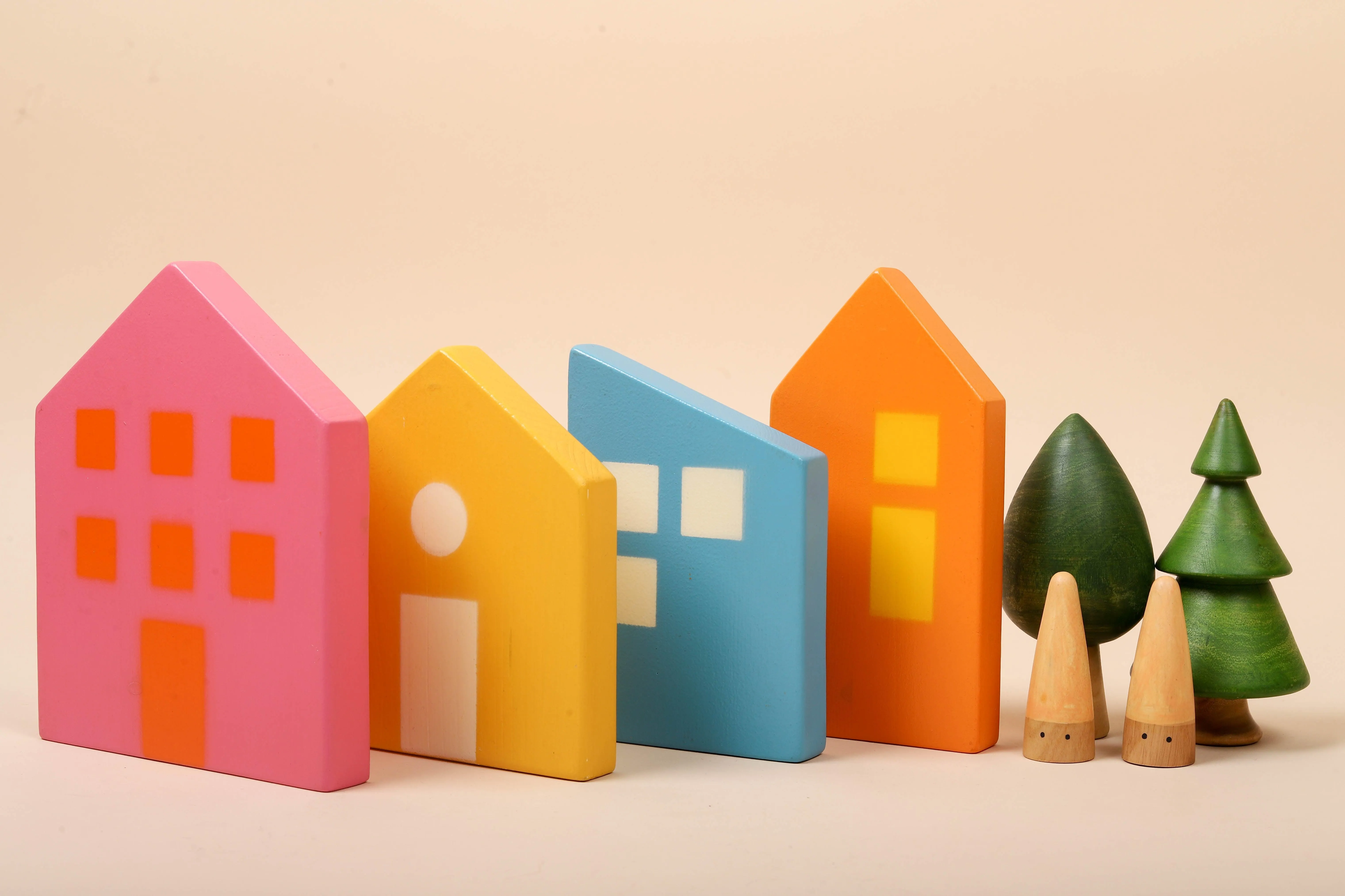 Wooden Houses Toy | Set of 04