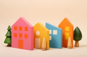 Wooden Houses Toy | Set of 04